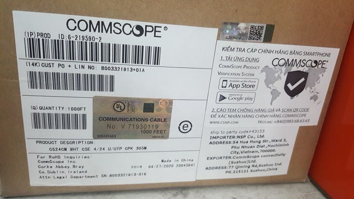 Cáp mạng cat5 UTP chính hãng AMP/ COMMSCOPE
