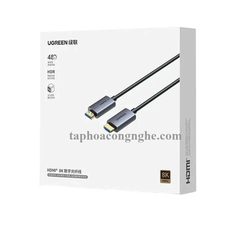Ugreen 55506 20M 8K@60Hz v2.1 HDMI Fiber Cable 2.1 8k60hz màu xám HD183 10055506