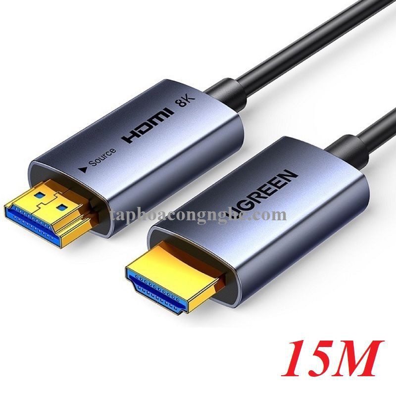 Ugreen 55505 15M 8K@60Hz v2.1 HDMI Fiber Cable 2.1 8k60hz màu xám HD183 10055505
