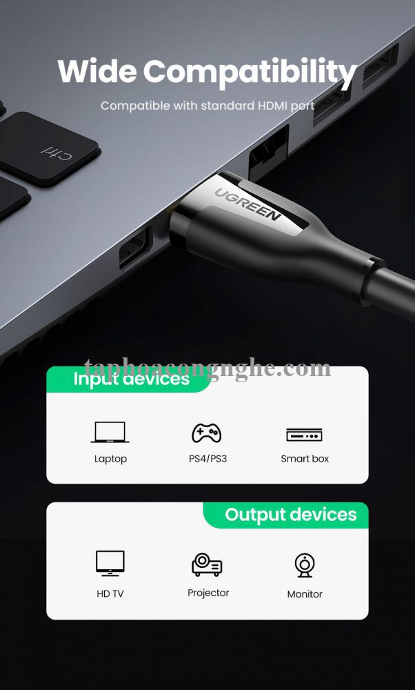 Ugreen 35175 3m 4k60hz v2.0 HDMI Cáp tín hiệu chuẩn 2.0 hỗ trợ phân giải 4K 4k@60hz màu Đen ED030 10035175