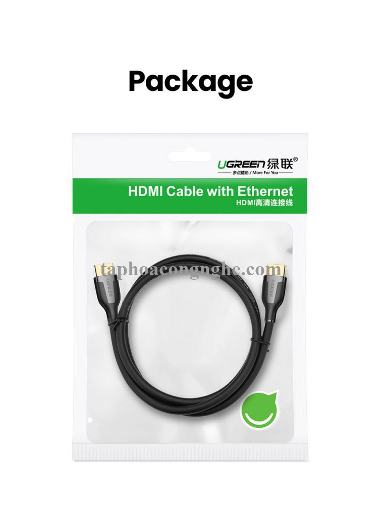 Ugreen 35174 2m 4k60hz v2.0 HDMI Cáp tín hiệu chuẩn 2.0 hỗ trợ phân giải 4K 4k@60hz màu Đen ED030 10035174