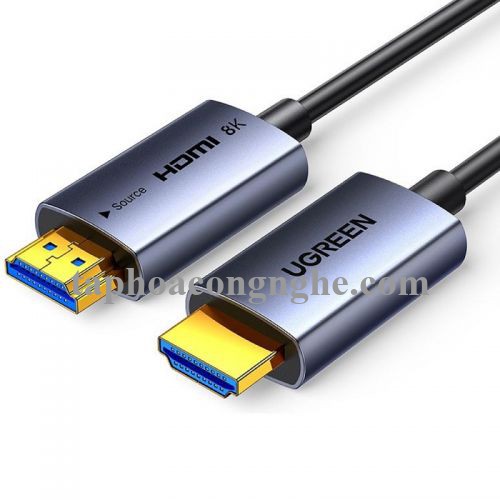 Ugreen 55505 15M 8K@60Hz v2.1 HDMI Fiber Cable 2.1 8k60hz màu xám HD183 10055505