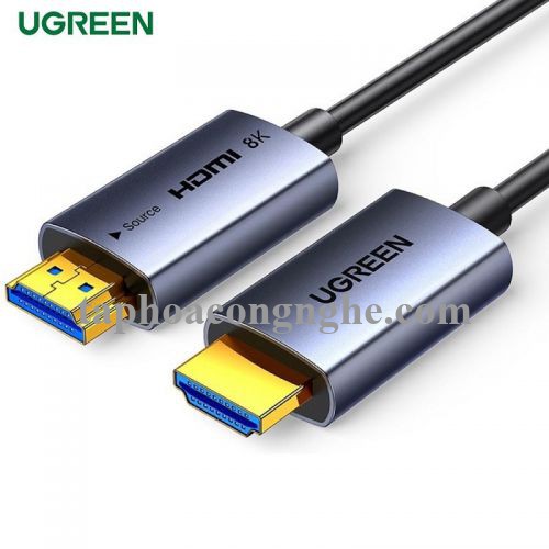 Ugreen 55505 15M 8K@60Hz v2.1 HDMI Fiber Cable 2.1 8k60hz màu xám HD183 10055505