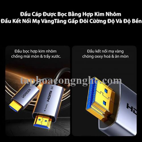 Ugreen 55508 30M 8K@60Hz v2.1 HDMI Fiber Cable 2.1 8k60hz màu xám HD183 10055508