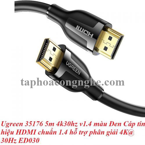 Ugreen 35176 5m 4k30hz v1.4 màu Đen Cáp tín hiệu HDMI chuẩn 1.4 hỗ trợ phân giải 4K@30Hz ED030 10035176