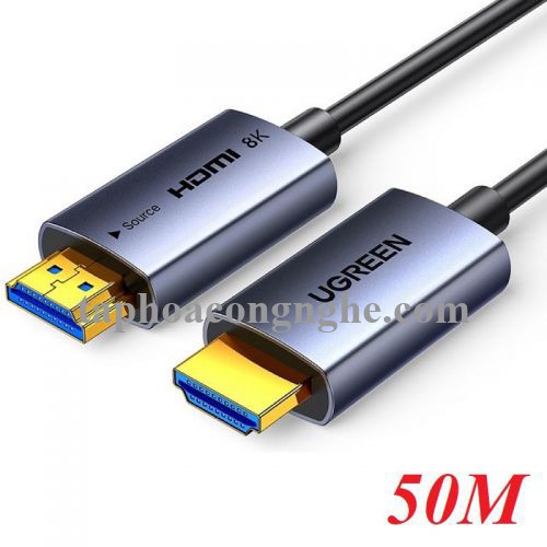 Ugreen 55510 50M 8K@60Hz v2.1 HDMI Fiber Cable 2.1 8k60hz màu xám HD183 10055510
