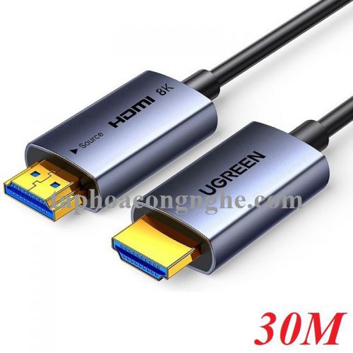 Ugreen 55508 30M 8K@60Hz v2.1 HDMI Fiber Cable 2.1 8k60hz màu xám HD183 10055508