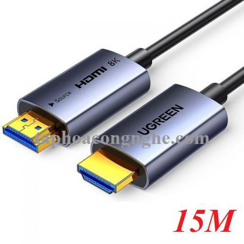 Ugreen 55505 15M 8K@60Hz v2.1 HDMI Fiber Cable 2.1 8k60hz màu xám HD183 10055505
