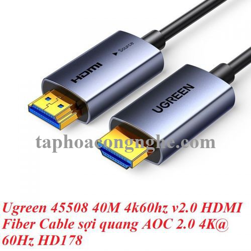 Ugreen 45508 40M 4k60hz v2.0 HDMI Fiber Cable sợi quang AOC 2.0 4K@60Hz HD178 10045508