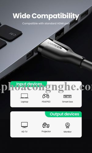 Ugreen 35172 1m 4k60hz v2.0 HDMI Cáp tín hiệu chuẩn 2.0 hỗ trợ phân giải 4K 4k@60hz màu Đen ED030 10035172