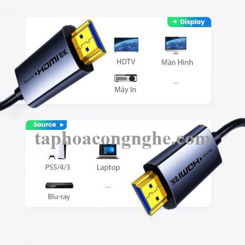 Ugreen 55510 50M 8K@60Hz v2.1 HDMI Fiber Cable 2.1 8k60hz màu xám HD183 10055510
