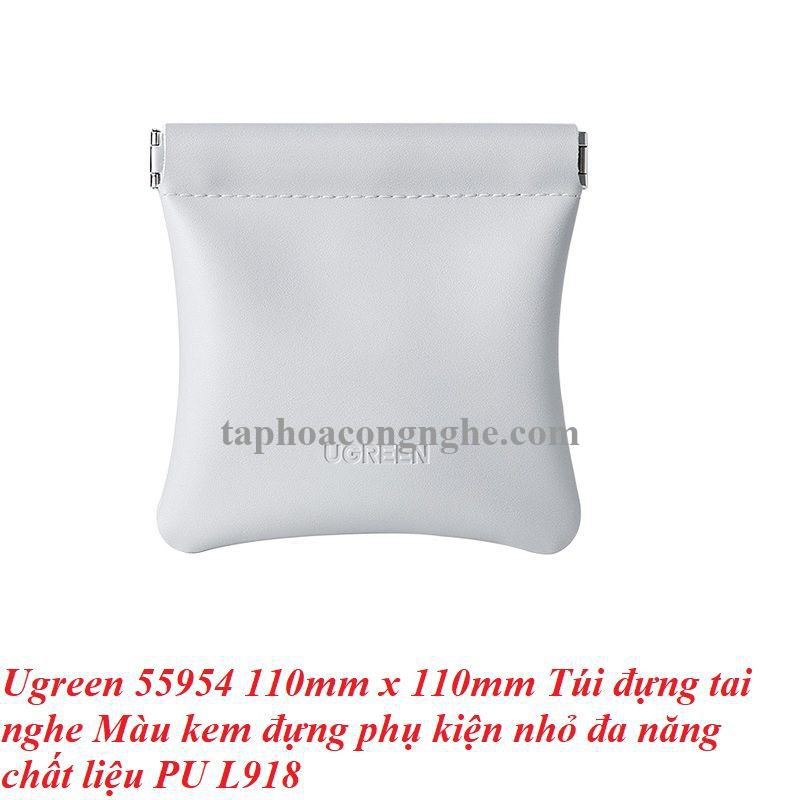 Ugreen 55954 110mm x 110mm Túi đựng tai nghe Màu kem đựng phụ kiện nhỏ đa năng chất liệu PU L918 10055954