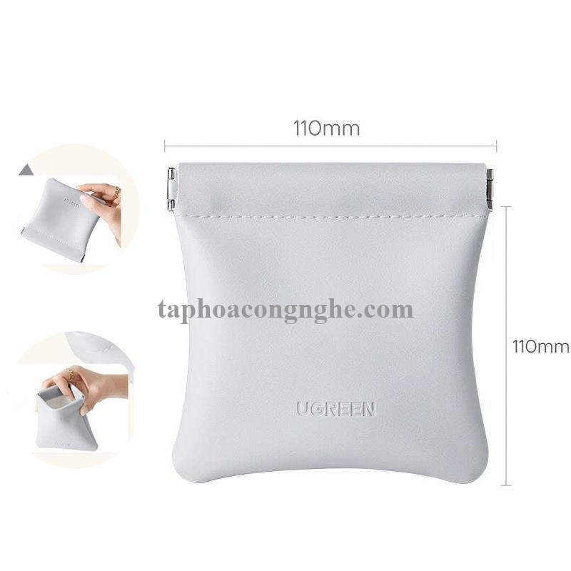 Ugreen 55954 110mm x 110mm Túi đựng tai nghe Màu kem đựng phụ kiện nhỏ đa năng chất liệu PU L918 10055954