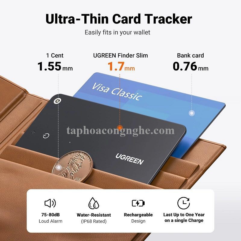 Ugreen 75644 1Pcs Finder Slim Pro 1Pack Google + Apple Certified Tracking Smart Tag Finder Find My Airtag CM915 10075644