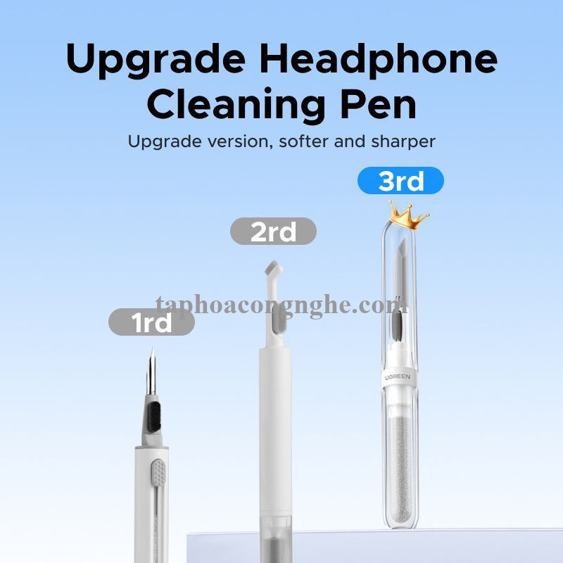 Ugreen 55292 3 trong 1 màu trắng Bộ vệ sinh tai nghe 3in1 chổi típ và bông lau chất liệu nhựa CP01 10055292