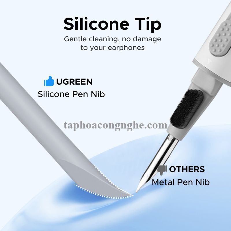 Ugreen 55292 3 trong 1 màu trắng Bộ vệ sinh tai nghe 3in1 chổi típ và bông lau chất liệu nhựa CP01 10055292