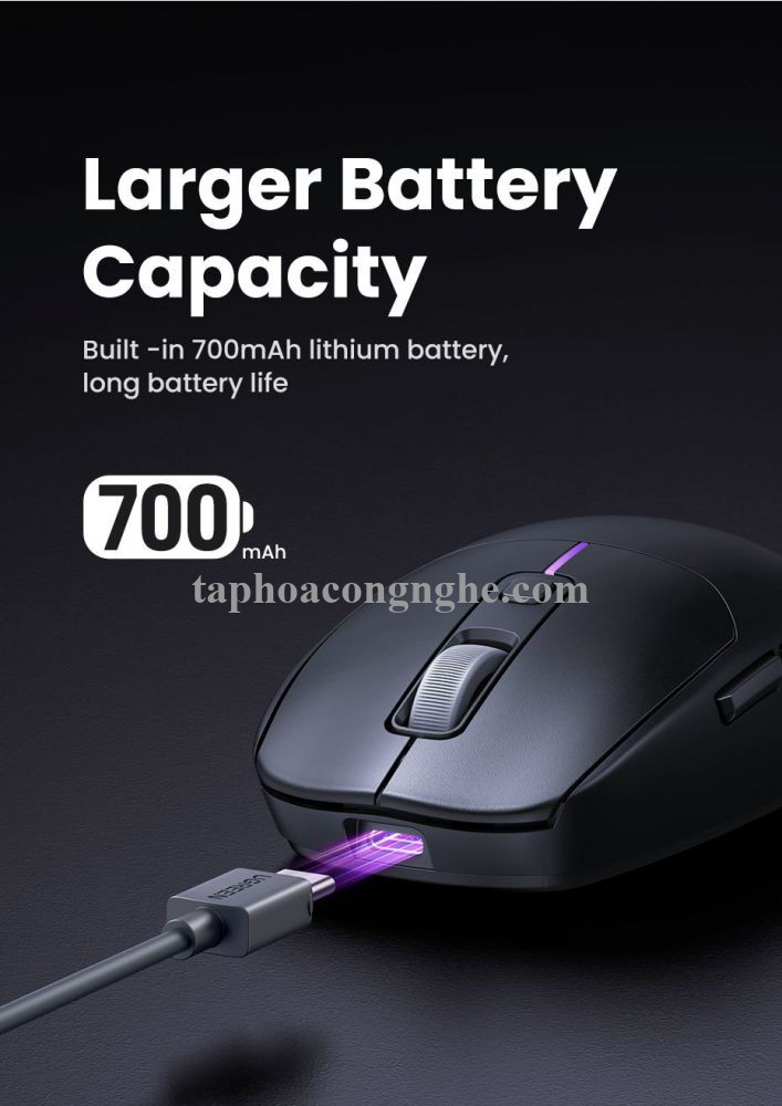 Ugreen 90539 5000Dpi Gaming Wireless 2.4G And Bluetooth 5.0 Black Mouse Wired Rechargeable Battery Run All Surface MU103 10090539