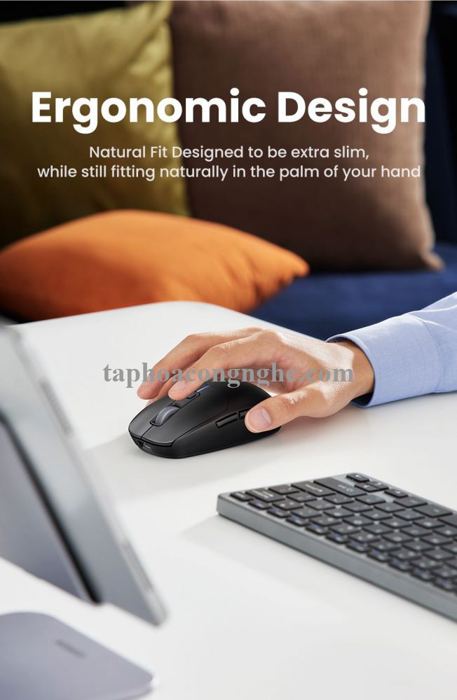 Ugreen 90539 5000Dpi Gaming Wireless 2.4G And Bluetooth 5.0 Black Mouse Wired Rechargeable Battery Run All Surface MU103 10090539