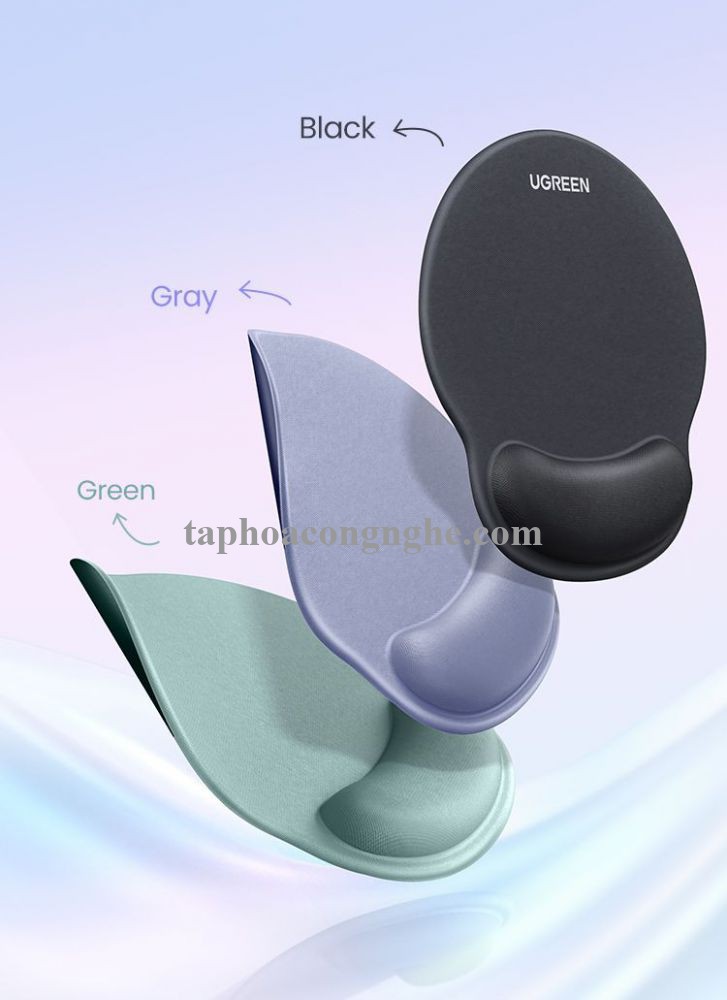 Ugreen 25243 Wrist Rest Ergonomic Precision Mouse Pad Lycra Cloth Pu Bottom Memory Foam Technology Skin-Friendly Non-Slip Mint Green Color LP668 10025243