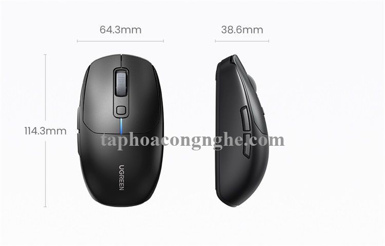 Ugreen 90539 5000Dpi Gaming Wireless 2.4G And Bluetooth 5.0 Black Mouse Wired Rechargeable Battery Run All Surface MU103 10090539