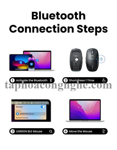 Ugreen 90539 5000Dpi Gaming Wireless 2.4G And Bluetooth 5.0 Black Mouse Wired Rechargeable Battery Run All Surface MU103 10090539