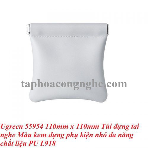 Ugreen 55954 110mm x 110mm Túi đựng tai nghe Màu kem đựng phụ kiện nhỏ đa năng chất liệu PU L918 10055954