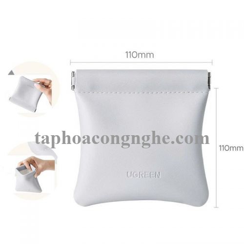Ugreen 55954 110mm x 110mm Túi đựng tai nghe Màu kem đựng phụ kiện nhỏ đa năng chất liệu PU L918 10055954