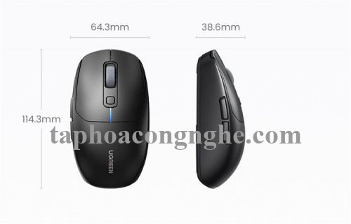 Ugreen 90539 5000Dpi Gaming Wireless 2.4G And Bluetooth 5.0 Black Mouse Wired Rechargeable Battery Run All Surface MU103 10090539