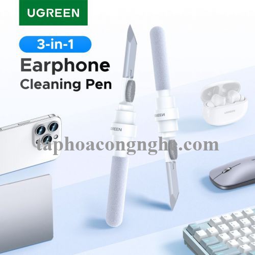 Ugreen 55292 3 trong 1 màu trắng Bộ vệ sinh tai nghe 3in1 chổi típ và bông lau chất liệu nhựa CP01 10055292